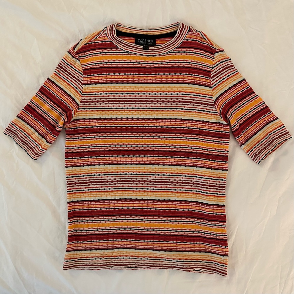 Topshop Striped Fitted Tee